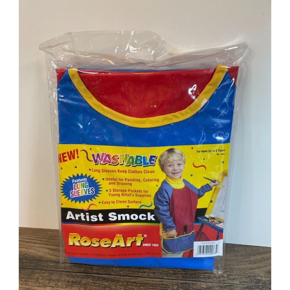 Vintage RoseArt Kids Artist Painting Smock Washable Long Sleeve Pocket Reusable
